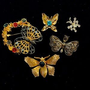 Collection of Vintage Butterfly Brooches